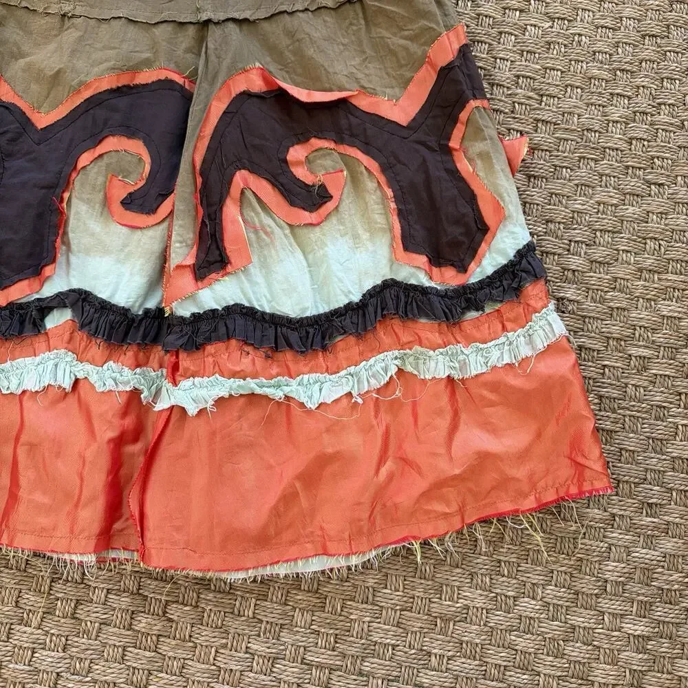 Vintage Candie’s Y2K Tiered Patchwork Boho Frayed Midi Skirt Women’s Size Small